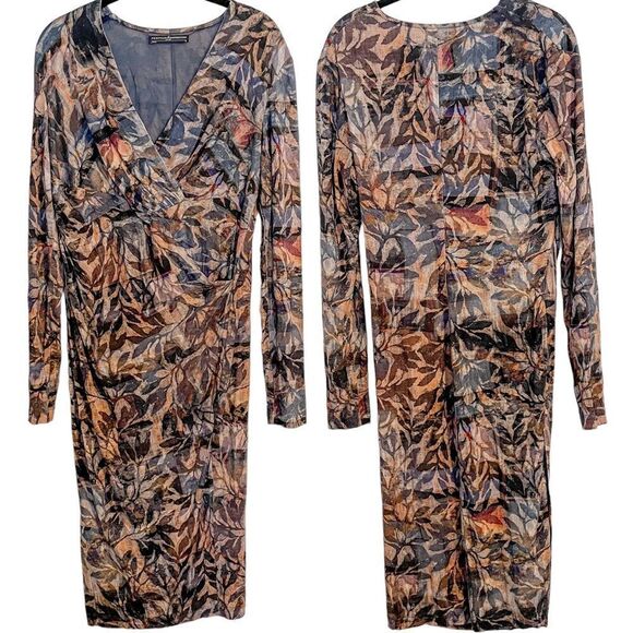 Peruvian Connection Long Sleeve Faux Wrap Dress M - Picture 4 of 7